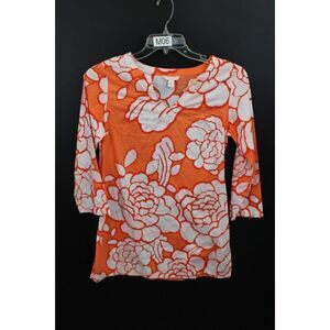 Tori Richard Honolulu Orange Floral Print Women's Size 8 Cover Up 3/4 Sleeve